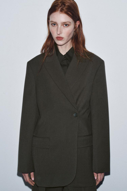 ZARA БЛЕЙЗЕР ОВЕРСАЙЗ — ZW COLLECTION, ТЕМНО-СЕРЫЙ