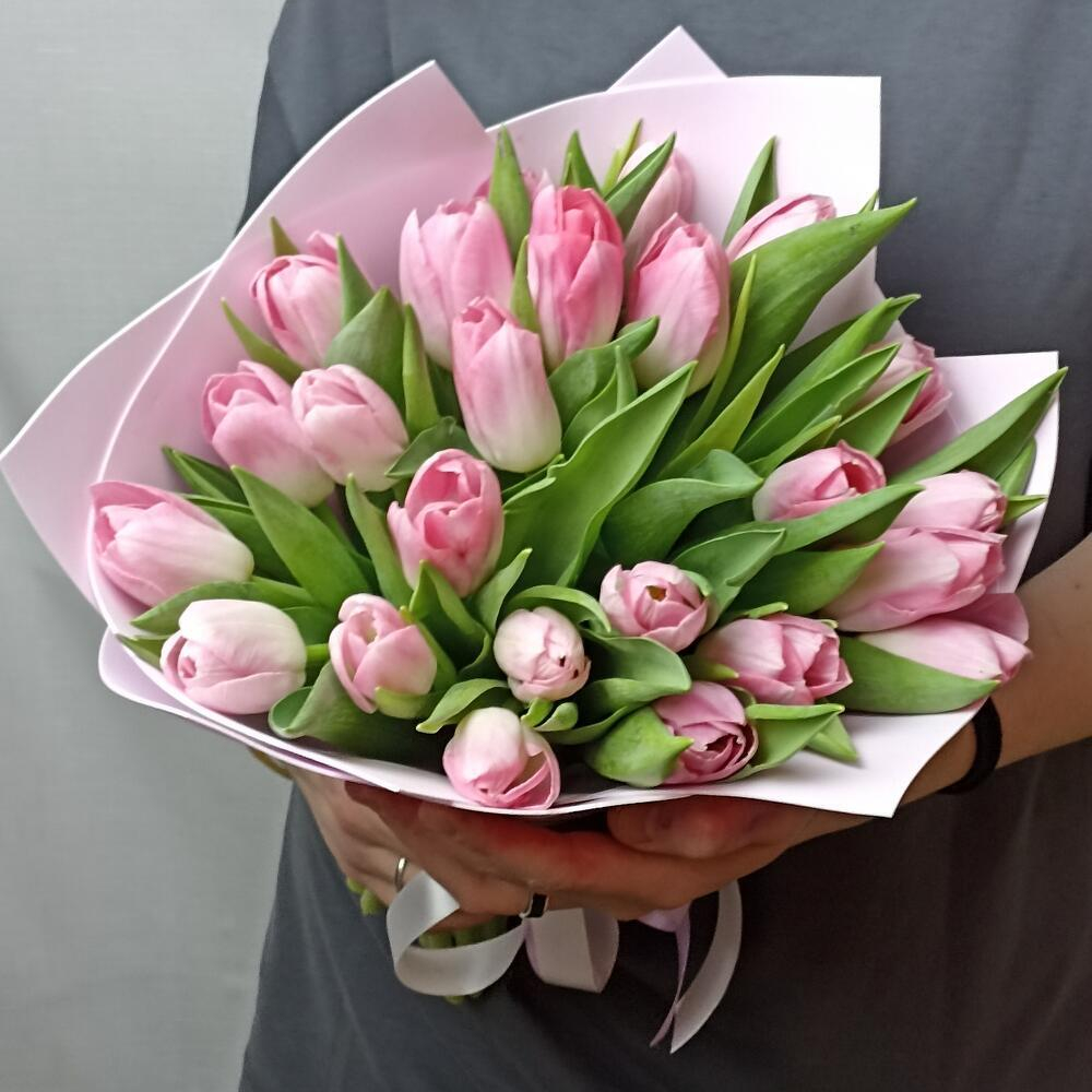 Букет розовых тюльпанов 25 шт.