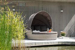 "Стильяно" плетеная кровать круглая, цвет бежевый