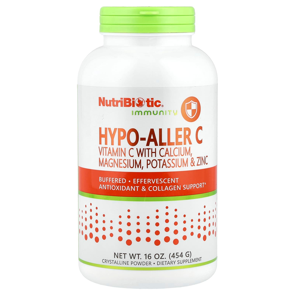 NutriBiotic, Immunity, Hypo-Aller C, витамин C с кальцием, магнием, калием и цинком, кристаллический порошок, 454 г (16 унций)