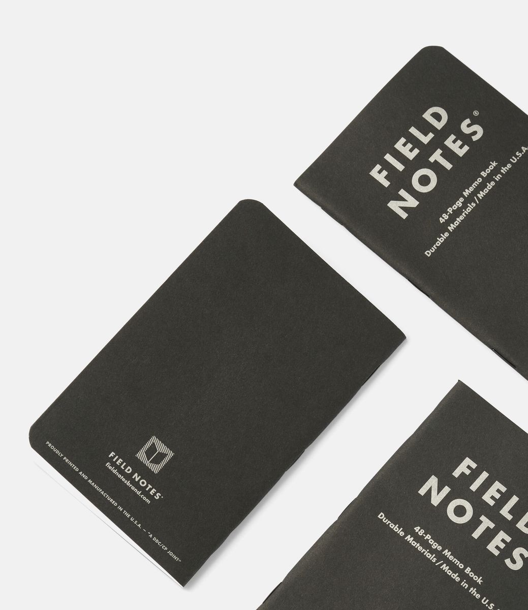 Field Notes Pitch Black Memo Book — набор линованных блокнотов для заметок