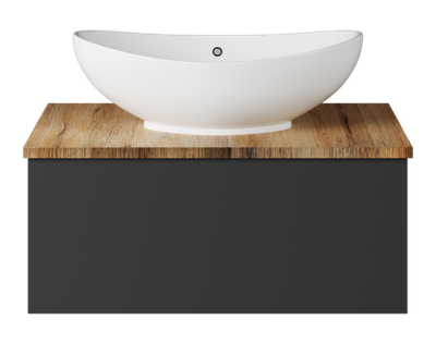 Тумба под раковину Misty Ива 70 подвесная (графит, дуб вотан)