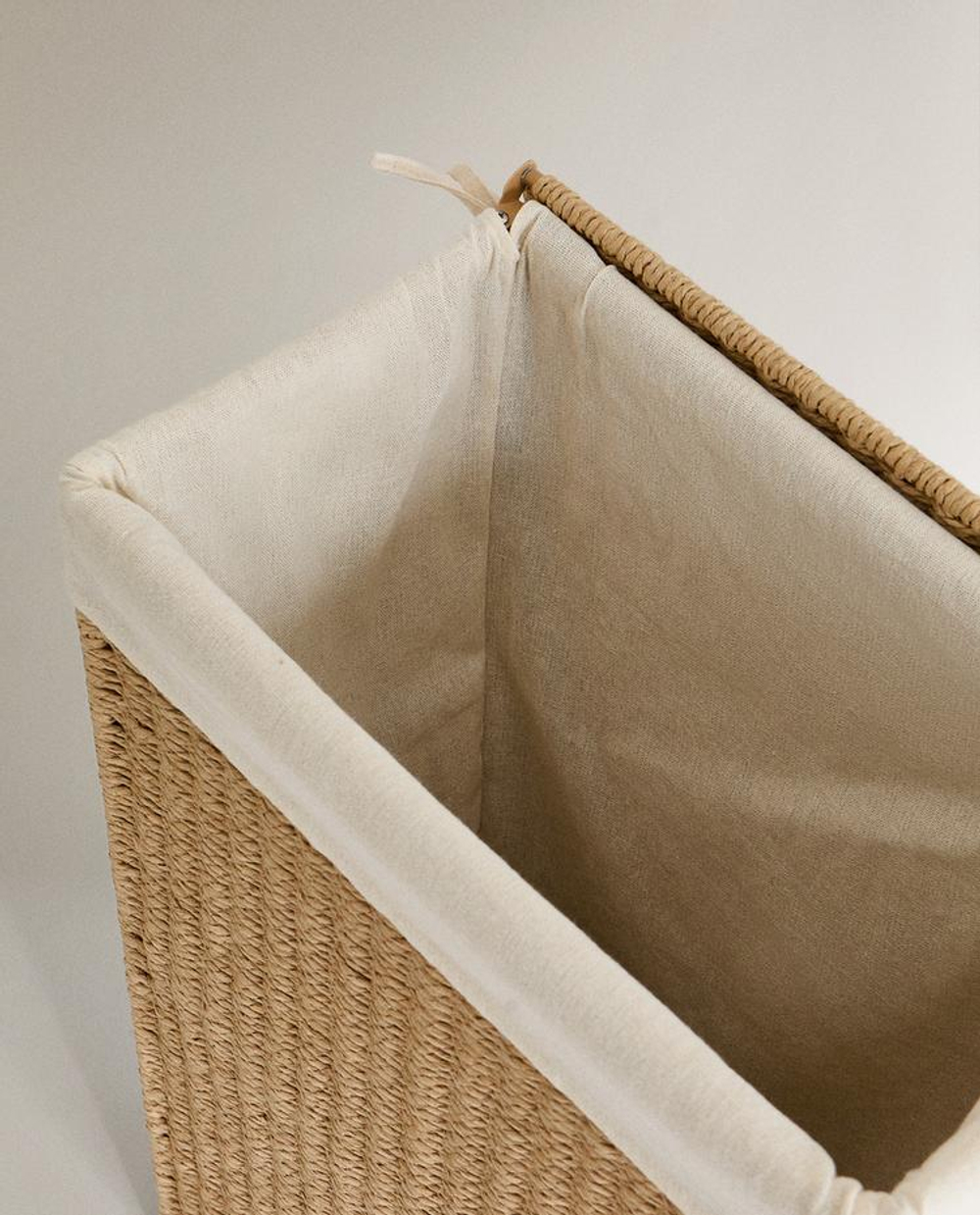 ZARA HOME КОРЗИНА ДЛЯ БЕЛЬЯ, С ПОДКЛАДКОЙ ИЗ ТКАНИ, СВЕТЛО-БЕЖЕВЫЙ