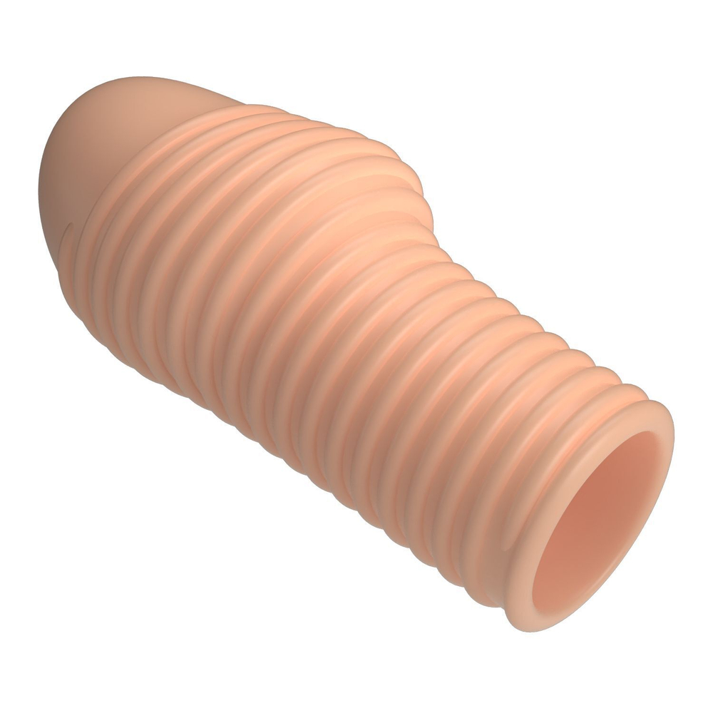 Телесная насадка на пенис с ребрышками Hoytt - 9 см. (Цвет: телесный)