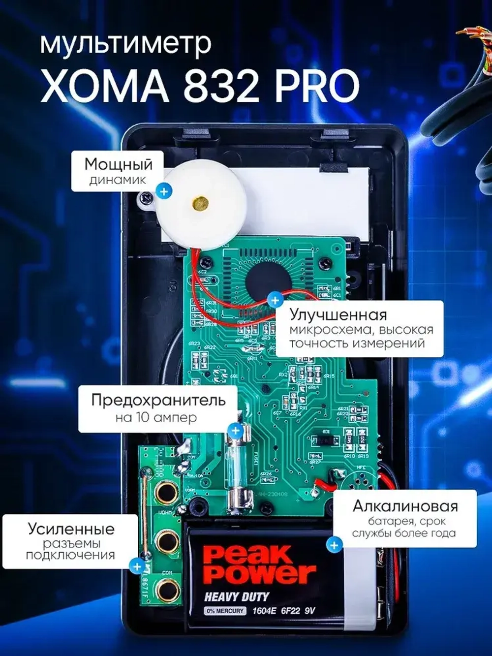 Мультиметр и тестер цифровой с прозвонкой и щупами