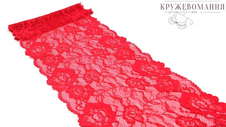 Эластичное кружево, красное, 22 см, (Арт: EK-2182), м