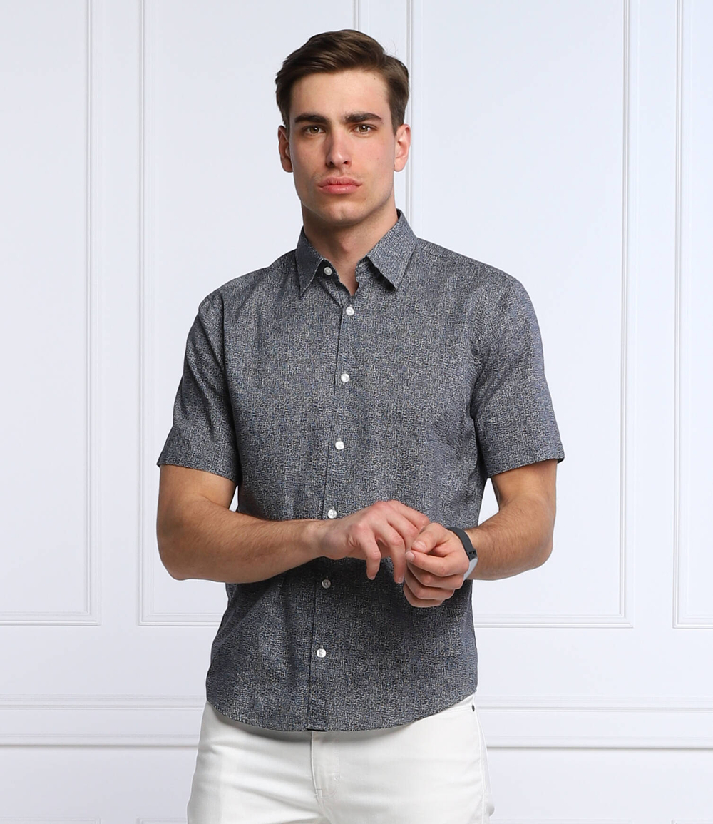 льняная рубашка ermino HUGO - темно-синий(50468085)