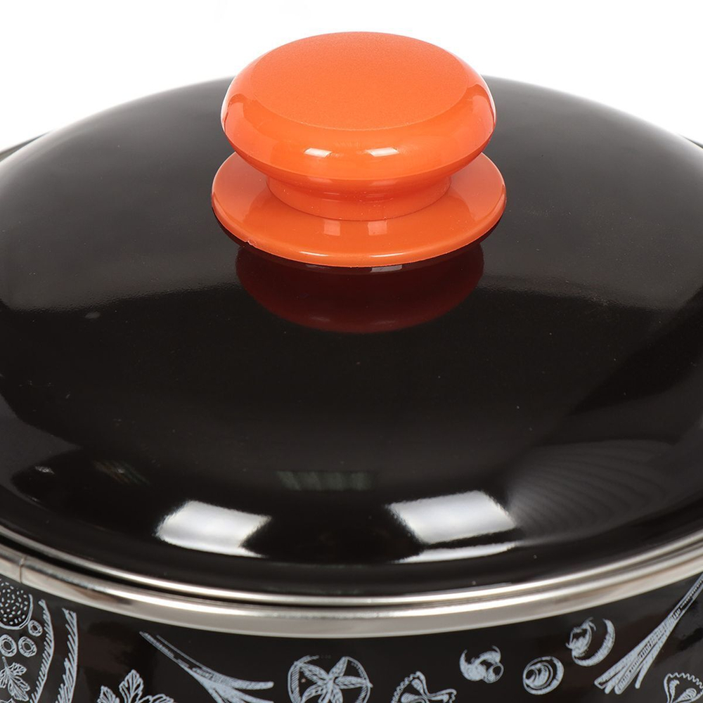 Кастрюля сталь, эмал, 2 л, с крыш, крышка сталь, Appetite, Chilli, 1МС161Р, чер, индукц