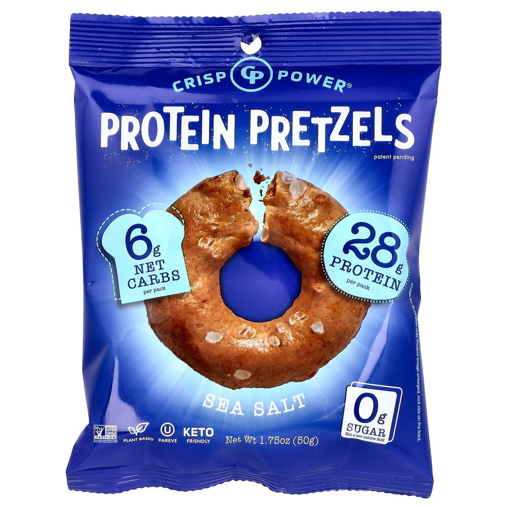 Crisp Power, Протеиновые крендели, морская соль, 6 пакетиков по 50 г (1,75 унции)