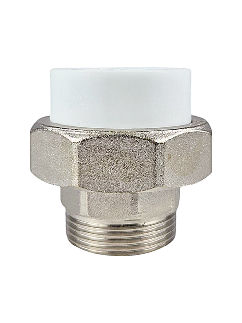 Муфта комбинированная разъемная (Американка) PPR наружная резьба 40х1 1/4,  белый, RTP (40/5)