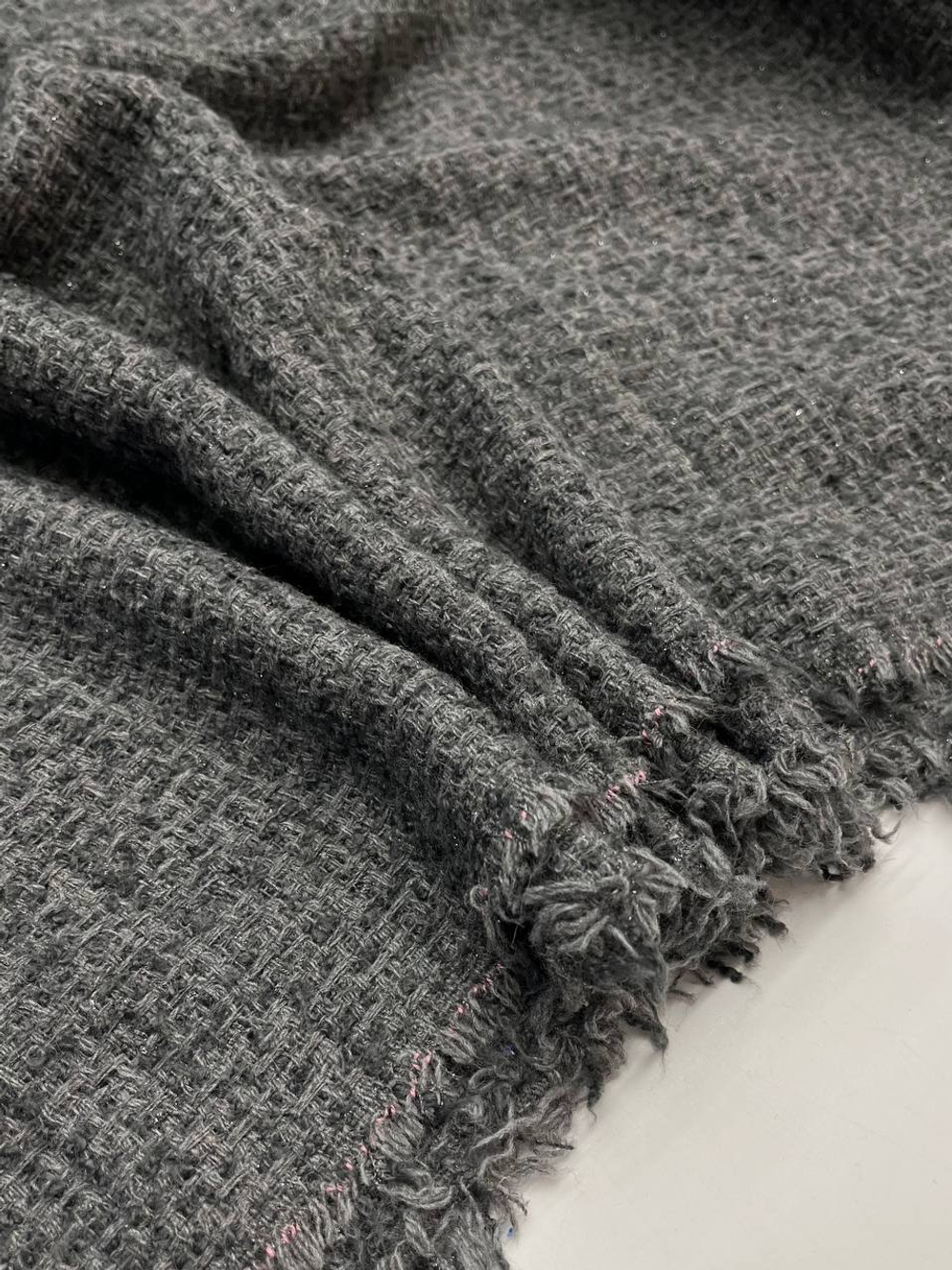 Твид шерсть с п/э, п/а и п/у серый