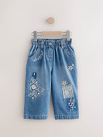 Джинсы с вышивкой широкие для девочки Next E54-859, Синий