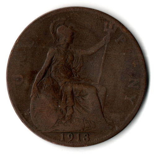 1 пенни 1913 год. Великобритания (Георг V). Бронза, диаметр 30.8 мм. VF