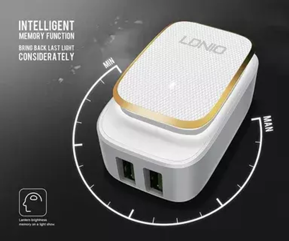 Адаптер 12W 2USB-A 2.4A (A2205) LDNIO CN