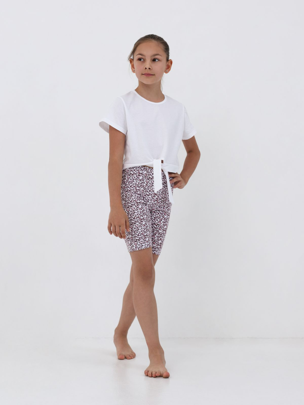 Шорты для девочки, модель №1, рост 104 см, с принтом "сердечки"