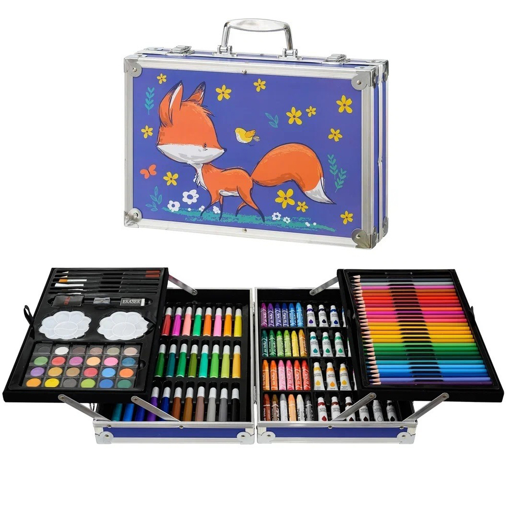 Набор для детского творчества Basir 145 предметов, в цветном кейсе с замочками, ассорти