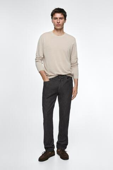 Massimo Dutti Легкие зауженные брюки с эффектом джинсовой ткани, черный