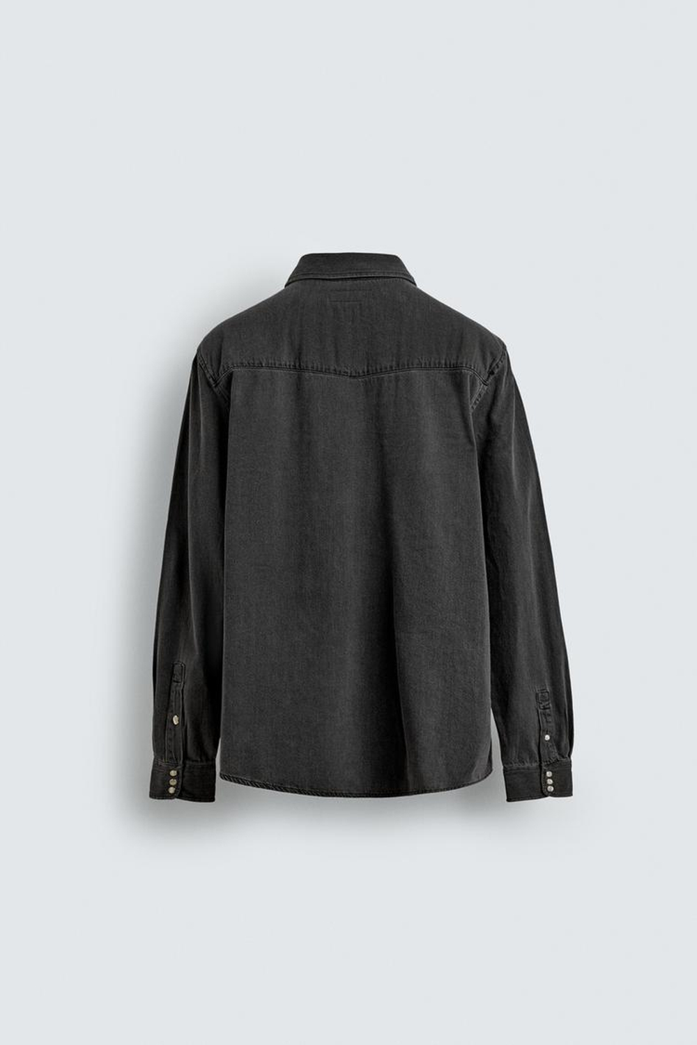 ZARA ДЖИНСОВАЯ РУБАШКА В КОВБОЙСКОМ СТИЛЕ, УГОЛЬНЫЙ