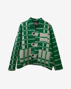 Куртка Шерстяная в Клетку / Green Plaid Jacket зеленая