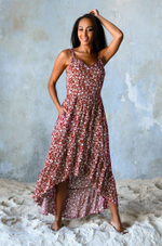 Платье с рюшей Nina (Размер: S) (Цвет: терракотовый)