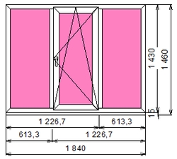 Пластиковое окно 1430 х 1840 ТермА Эко