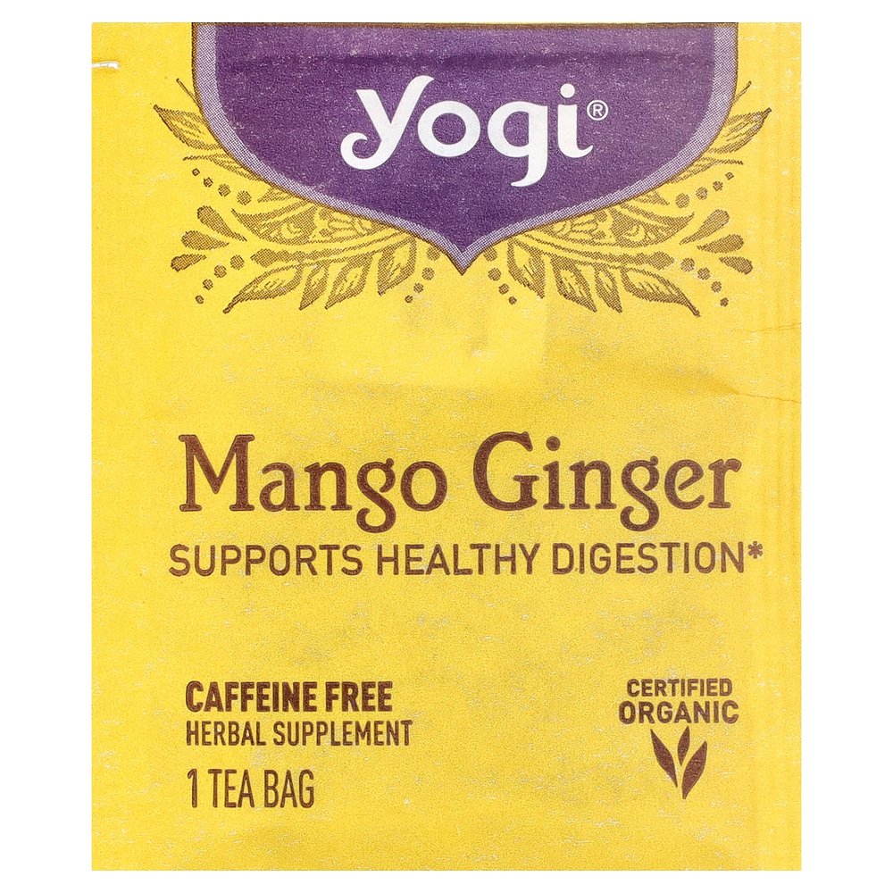 Yogi Tea, манго и имбирь, без кофеина, 16 чайных пакетиков, 32 г (1,12 унции)