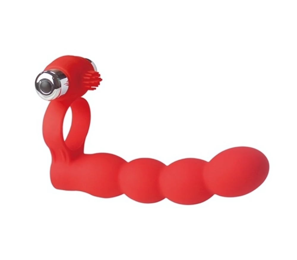 Вибронасадка Trinity Fun с анальным стимулятором красная