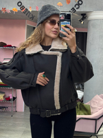 Дубленка матовая графит