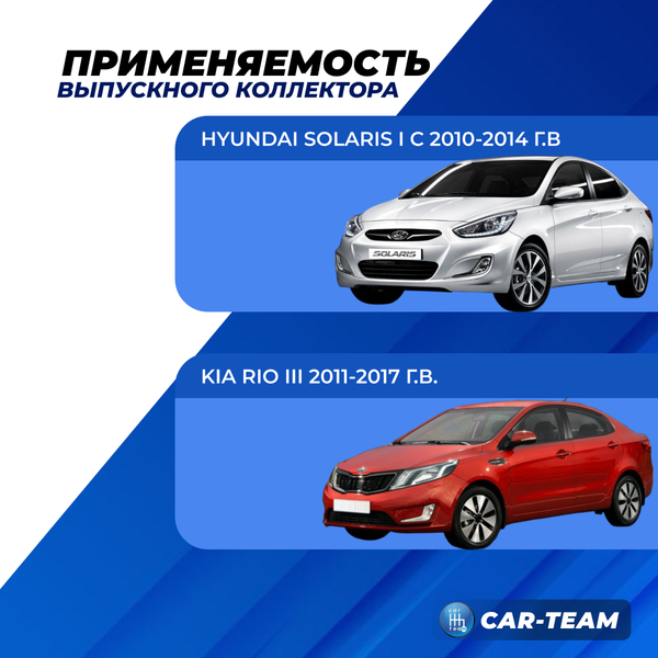 Вставка вместо штатного катализатора Hyundai Solaris I (2011-2017г.в), Kia Rio III (2011-2017г.в) "Stinger" 4-1 с объемом двигателя 1.6 16кл.