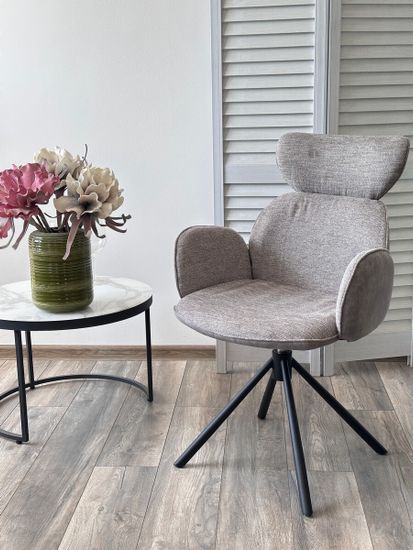 Стул VARDY 360 град.поворот. Brego-07 Серый, ткань/ 7525-180 Серый, велюр/Черный