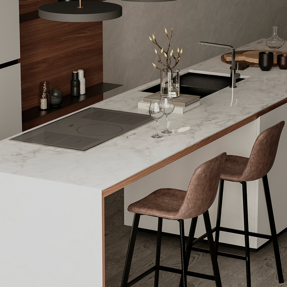 Стул барный Bergenson Bjorn Hugh, экокожа, серо-коричневый