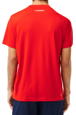 Мужская теннисная футболка Lacoste Ultra-Dry Pique Tennis T-Shirt - красный