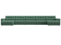 Диван П-образный с декором Лига-049 НПБ Мегалонг, Амур 11 ВЕЛЮР зеленый