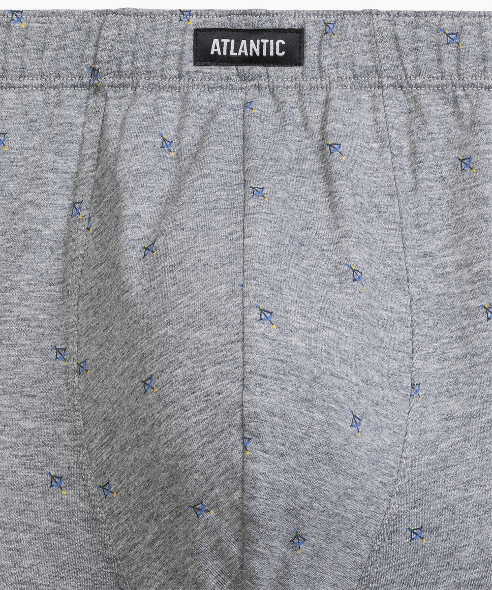 Мужские трусы шорты Atlantic, набор из 3 шт., хлопок, серый меланж + голубые + темно-синие, 3MH-209