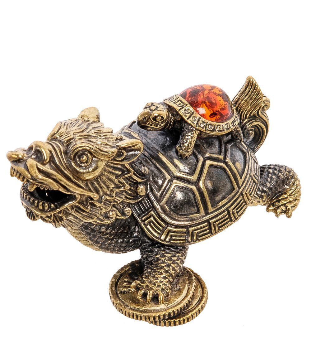 Народные промыслы AM-2206 Фигурка «Черепаха Драконовая» (латунь, янтарь)