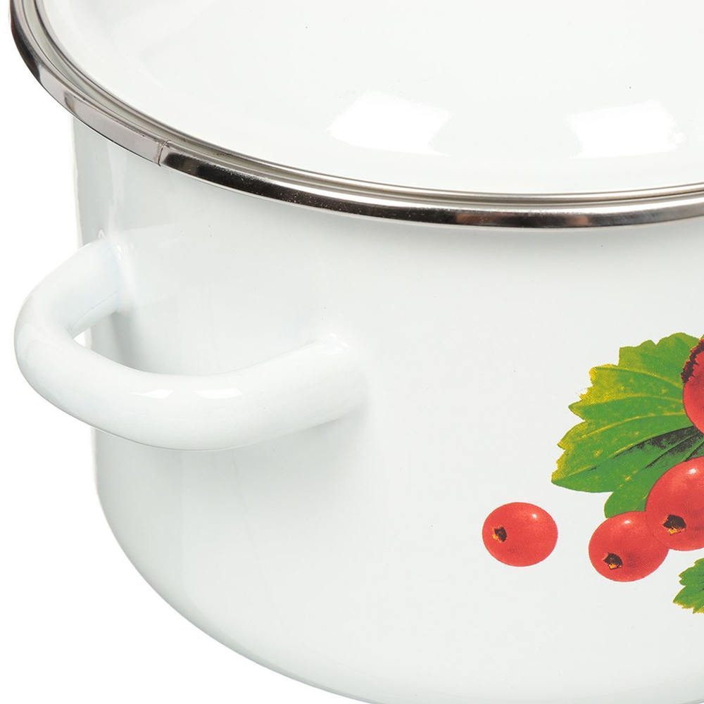 Кастрюля сталь, эмал, 4 л, с крыш, цилиндрическая, Сиб товары, Калина красная, 1MD201M, индукц