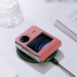 Чехол розового цвета с премиальной искусственной кожи для Vivo X Flip, серия Bril Series от Dux Ducis