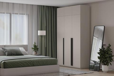 Распашной трехсекционный шкаф Лорена Пакс-3 с антресолью Кашемир 5981 BS 120*40*230 см, Бежевый   Фиеста