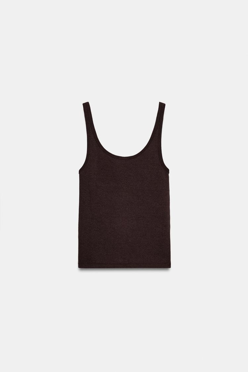 ZARA МАЙКА НА БРЕТЕЛЯХ, КОРИЧНЕВЫЙ