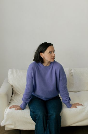 Джемпер Л.Т., 100% шерсть ягнёнка, цвет сине-лиловый.
