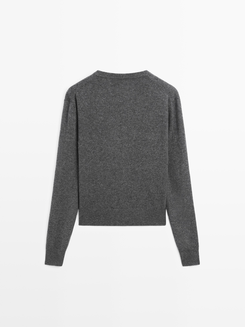 Massimo Dutti Свитер из смесовой шерсти с круглым вырезом, серый