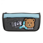 Пенал - косметичка Alingar, ткань, молния, боковой карман, вертушка, 190 х 80 х 35 мм, "Lucky Bear", медвежонок, микс (зеленый, синий, серый), европод