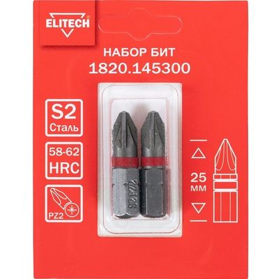 Набор бит ELITECH PZ2*25мм 2шт   1820.145300