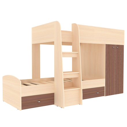 Двухъярусная кровать КарИВи Голден Кидс 2  Дуб Молочный Бодего Темный