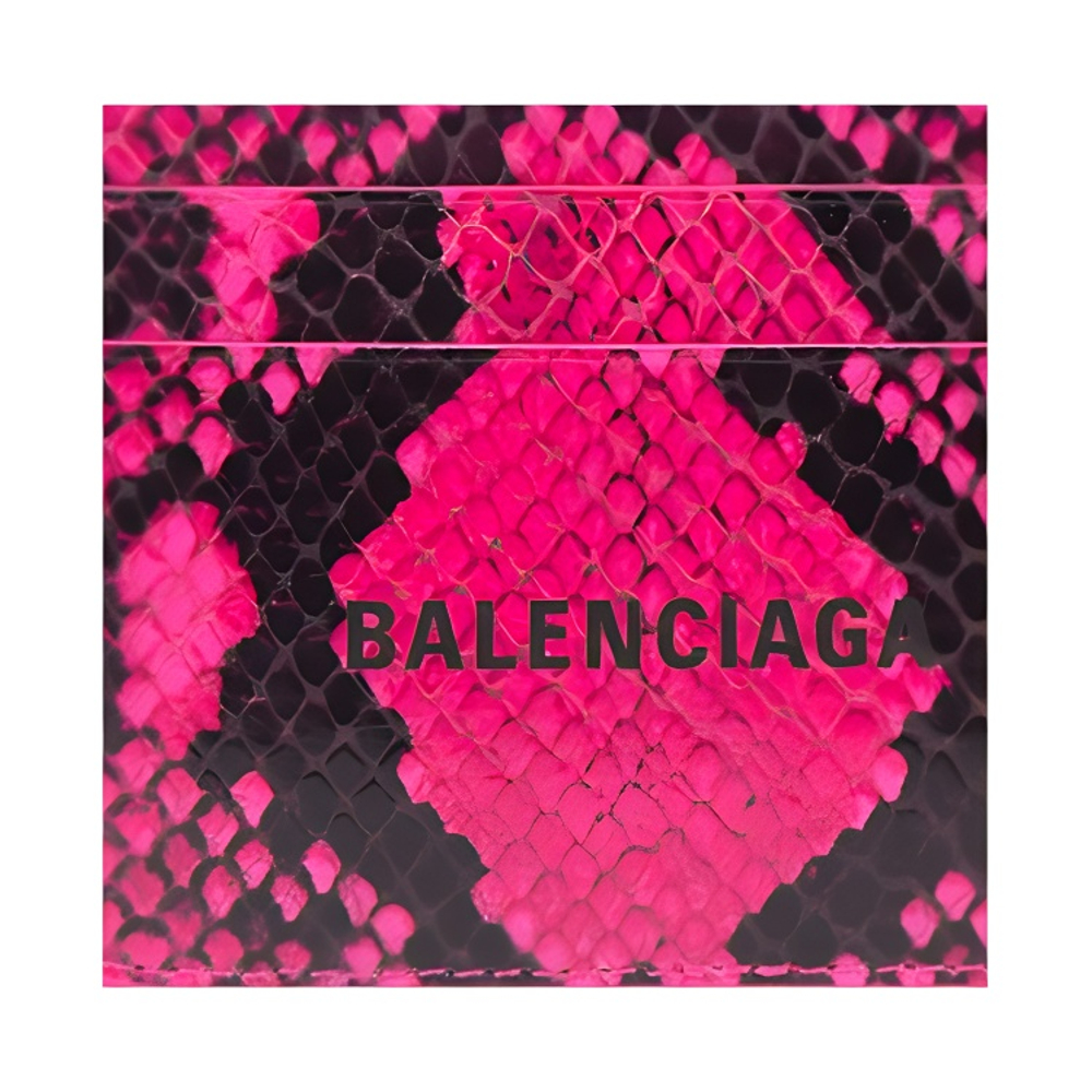 Balenciaga Cow Leather Card Holder Unisex Black Red Multicolor