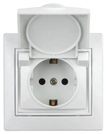Розетка Intro Plano 1-203-01 с заземлением 2P+E Schuko с крышкой 16А-250В IP20 скрытой установки белая