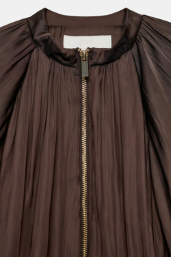 ZARA САТИНОВЫЙ БОМБЕР GLOBO, КОРИЧНЕВЫЙ