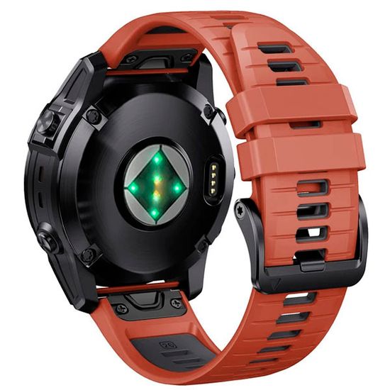 Ремешок двухцветный QuickFit 26 мм для Garmin Fenix 7x/6x/5x/5x plus/3, Descent, Tactix, Enduro, D2, Instinct 2X силиконовый (Красный/серый)