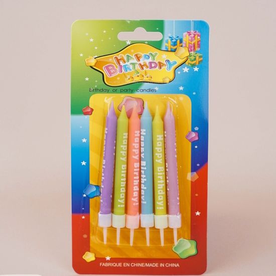 Свечи для торта на день рождения Happy Birthday light color, 6 шт