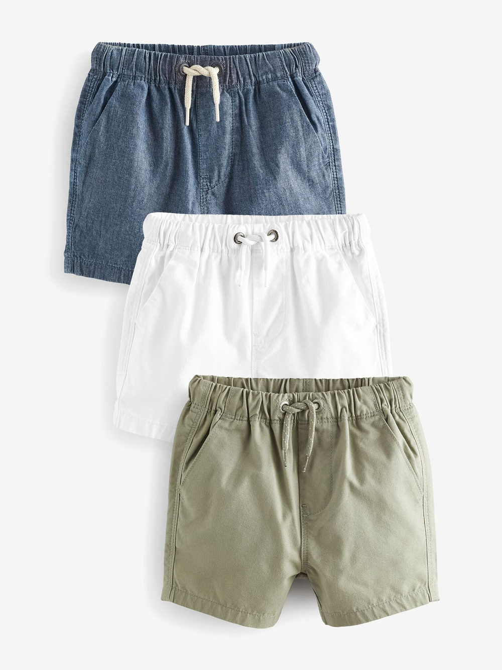 Шорты для мальчика Next 633-911, 3 шт., Синий, Белый, Хаки